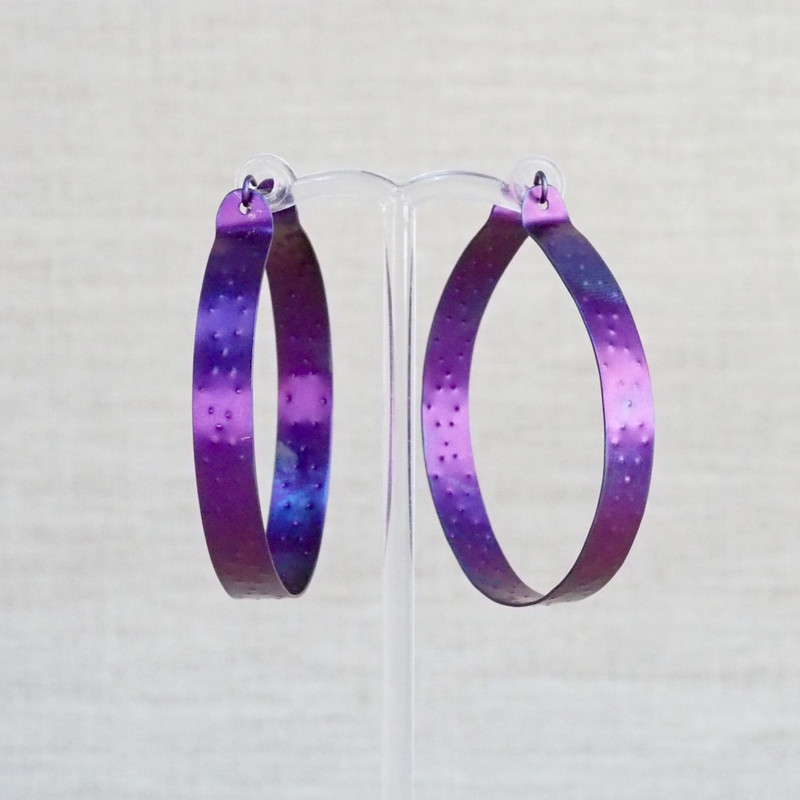 Medium Purple Titanium Hoop Earrings