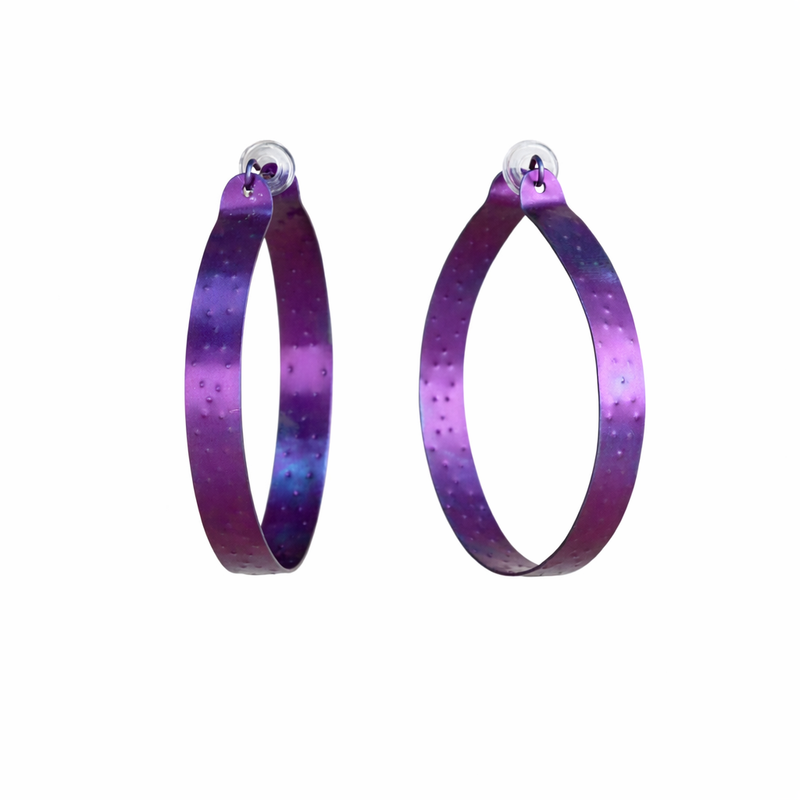 Medium Purple Titanium Hoop Earrings