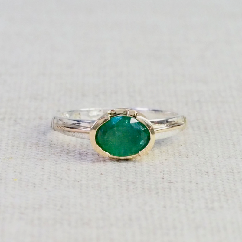 Emerald Gold & Silver Ring