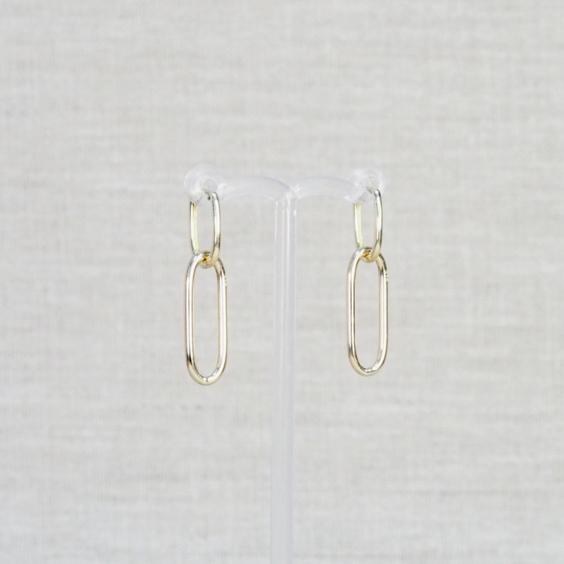 Yellow Gold Double Oval Huggie Earrings