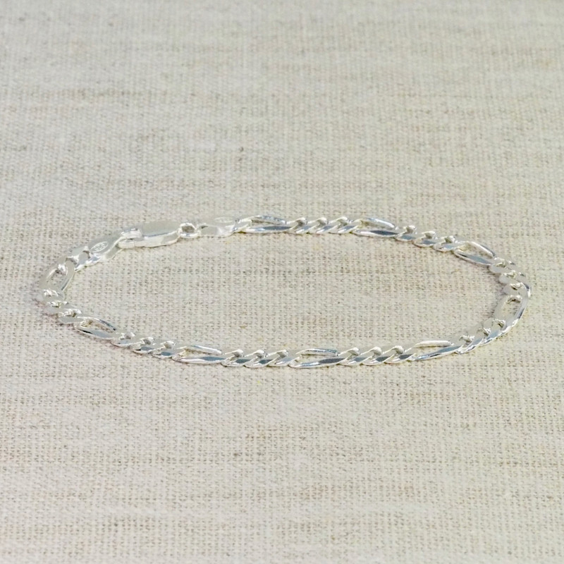Silver Chunky Figaro Chain Bracelet