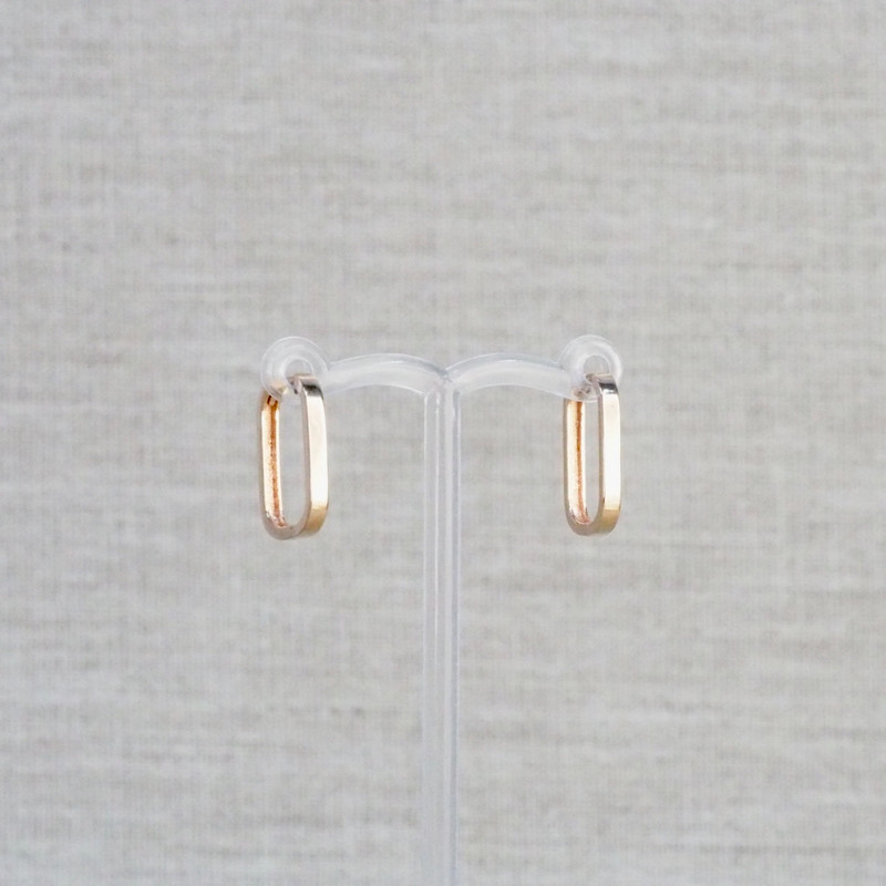 Rose Gold Squared Paperclip Huggie Earrings