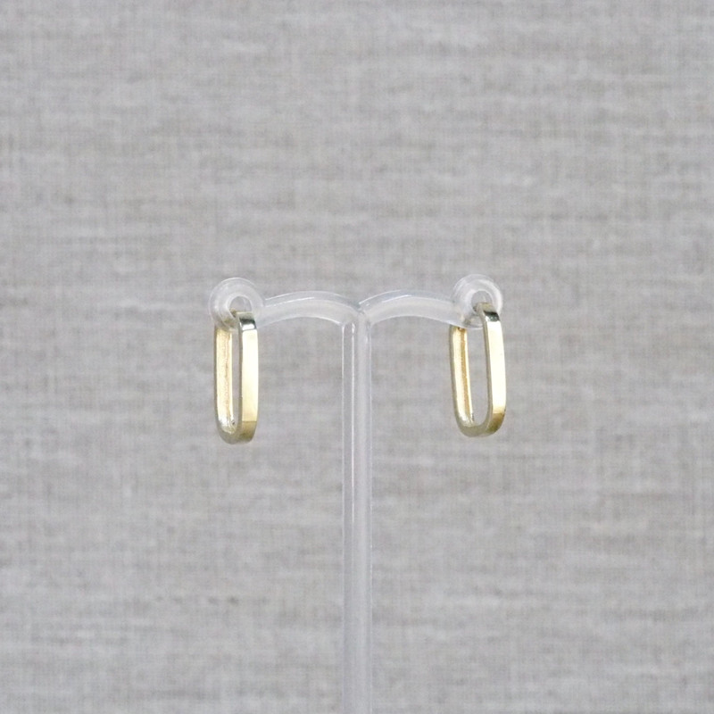 Yellow Gold Squared Paperclip Huggie Earrings