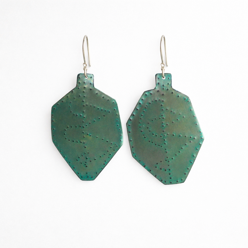 Teal Textured Titanium Earrings