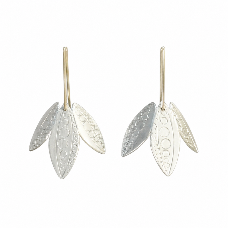 Aluminium Three Leaf Earrings