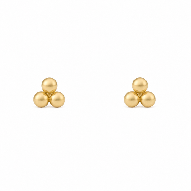 Yellow Gold Dotted Triangle Earrings
