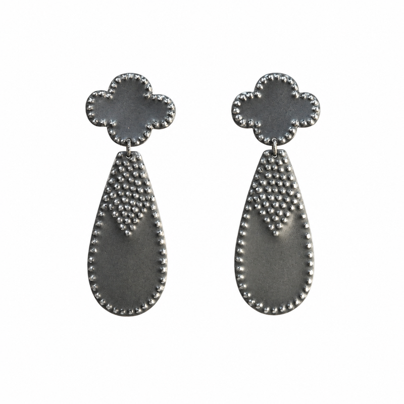 Silver Oxidised Regal Lady Earrings