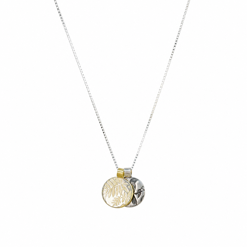Gold & Silver Bird Leaf Charm Necklace