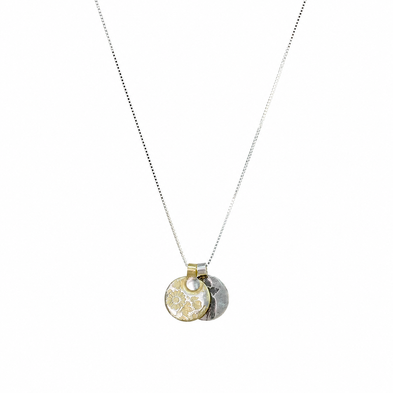 Gold And Silver Swallow Flower Charm Necklace