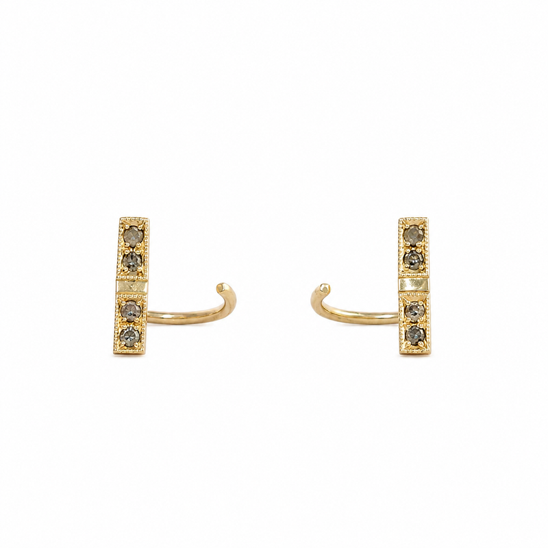 Diamond Gold Bar Earrings