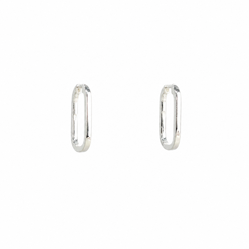 Silver Paperclip Huggie Earrings