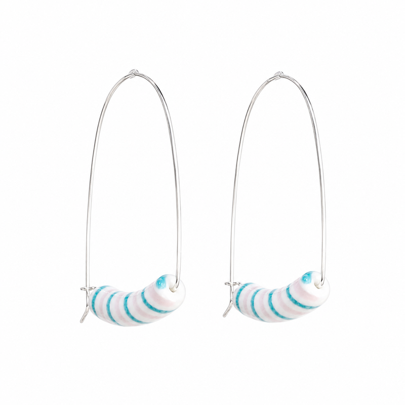 White, Pink & Blue Japanese Glass Earrings
