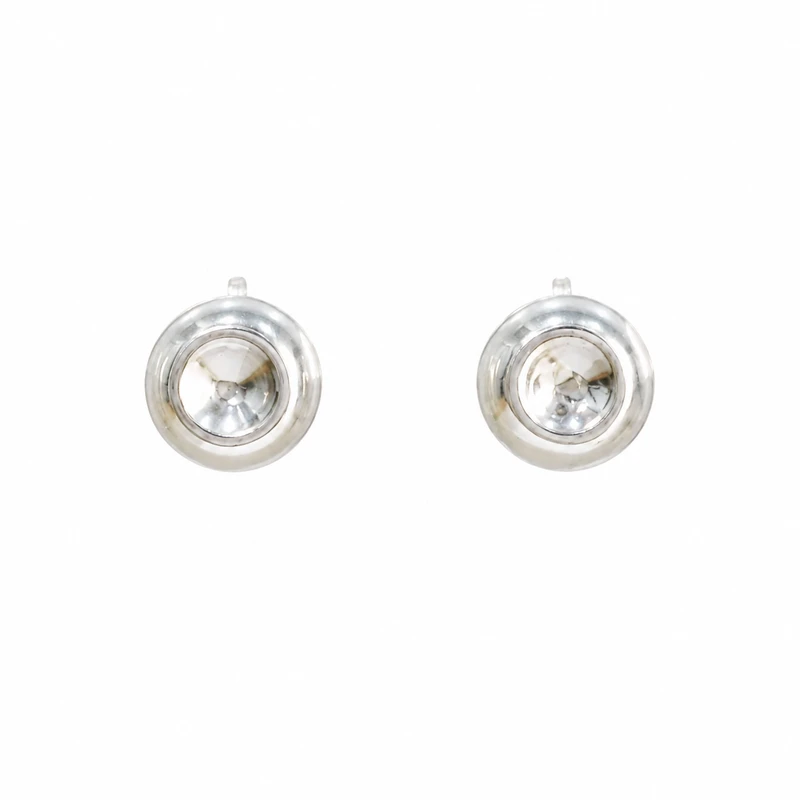 Small  Double Dome Silver Stud Earrings