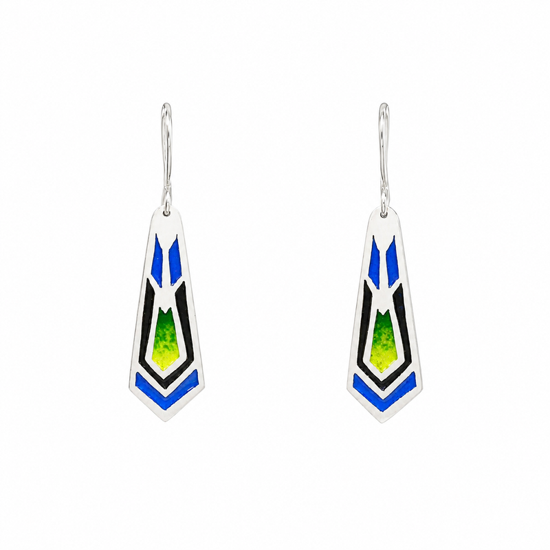 Blue & Green Art Deco Earrings