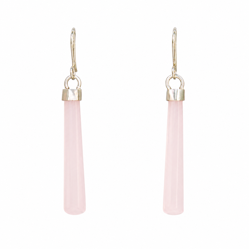 Pink Chalcedony Long Drop Earrings