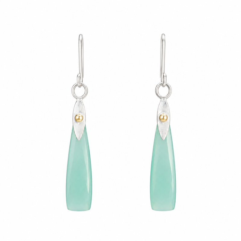 Chrysophase Long Drop Earrings