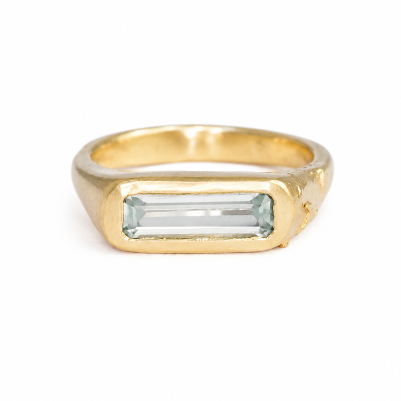 Aquamarine Floral Relic Signet Ring