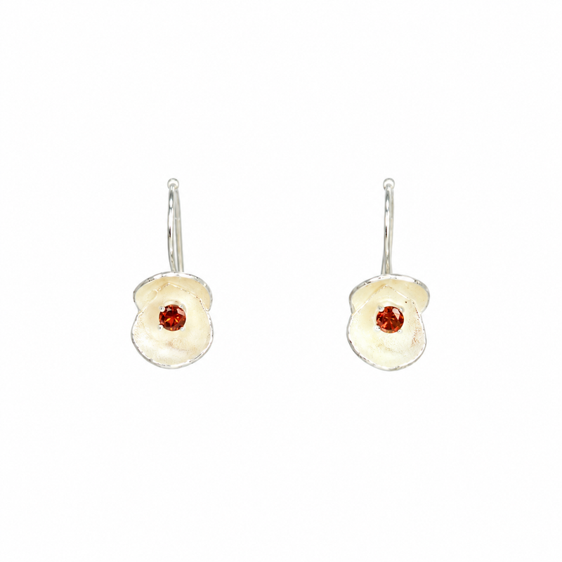 Garnet Lotus Drop Earrings