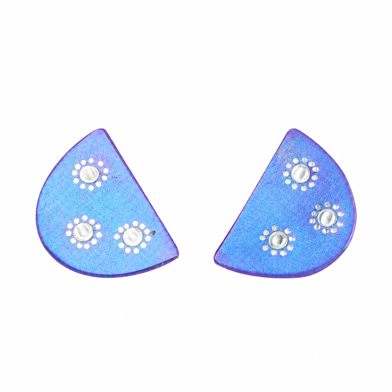 Purple Crescent Stud Earrings