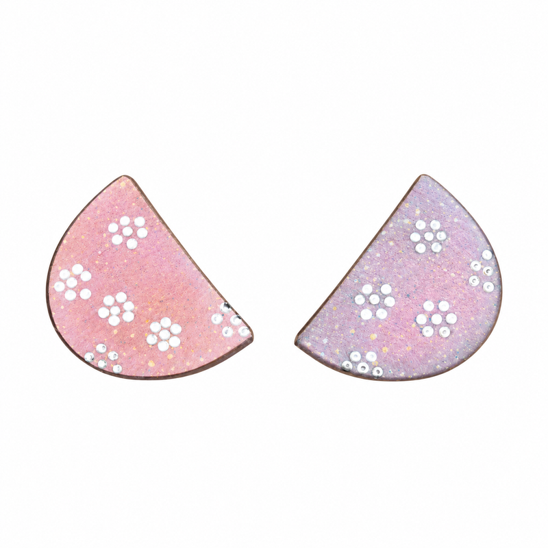 Pink Crescent Stud Earrings