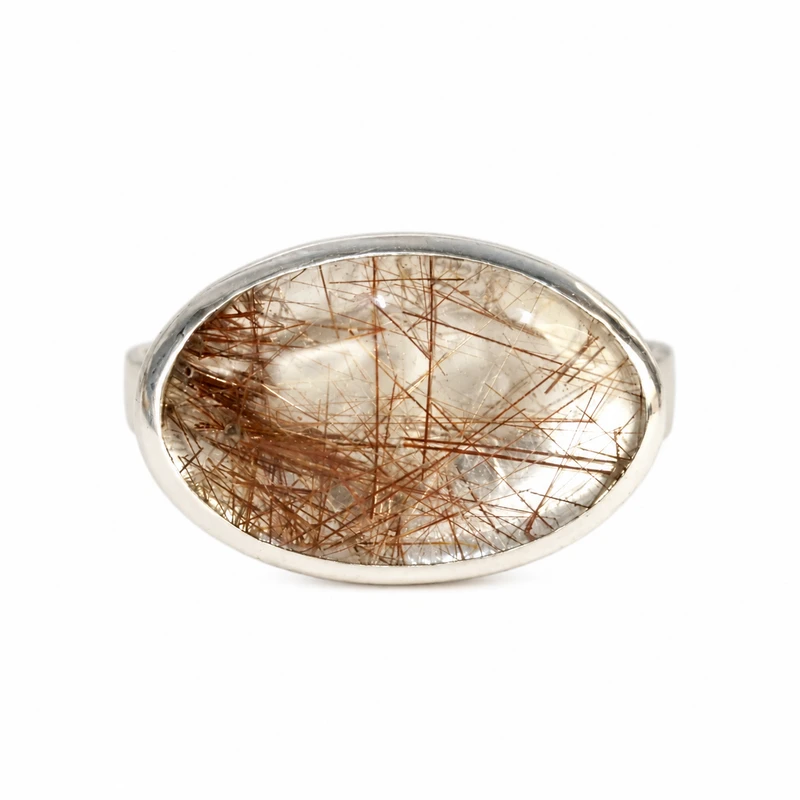 Copper Rutile Quartz Podium Ring