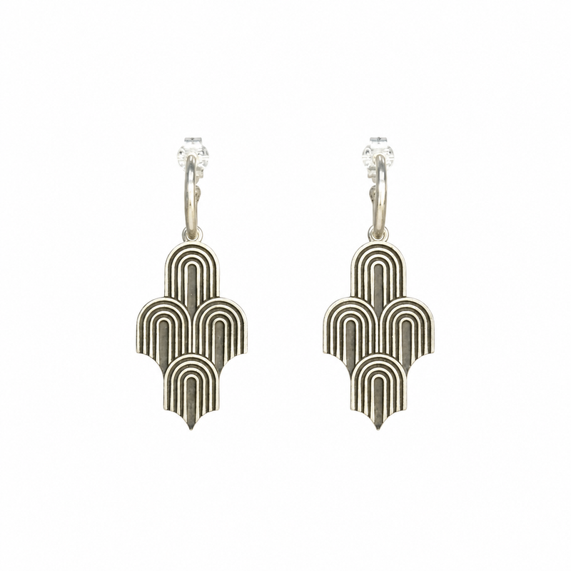 Arches Oxidised Drop Hoop Earrings