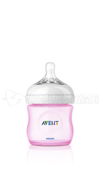 Biberón natural avent 125 mL tetina de flujo de recién nacido color rosa. 1 uni