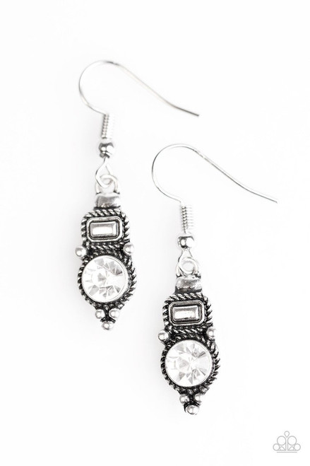 Glittering Granduer - White Earrings