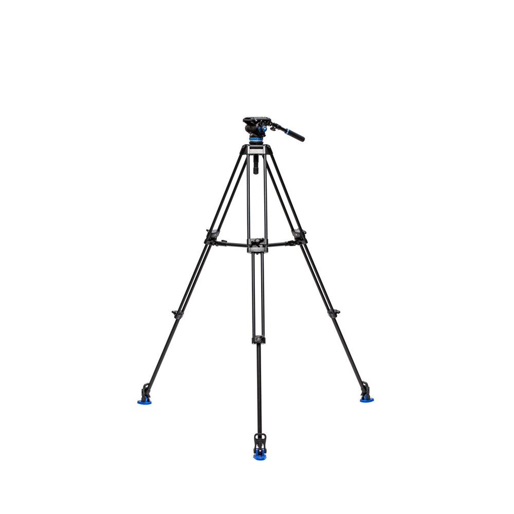 A573T Dual-Tube Aluminium Video Tripod & S6PRO Head-75mm Half Ball Adapter, 3 Leg Sections. Twist Lock