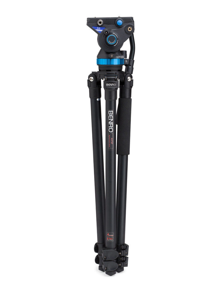 A373F Series 3 AL Video Tripod & S8 Head - 75mm Half Ball Adapter, 3 Leg Sections, Flip Lock Leg Release
