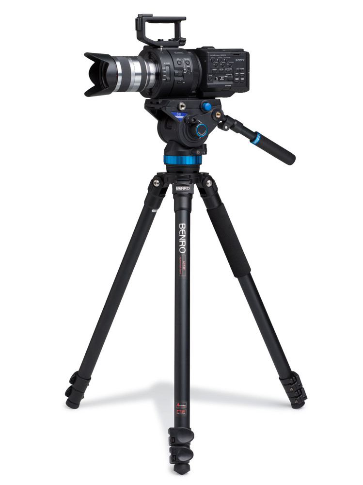 A373F Series 3 AL Video Tripod & S8 Head - 75mm Half Ball Adapter, 3 Leg Sections, Flip Lock Leg Release