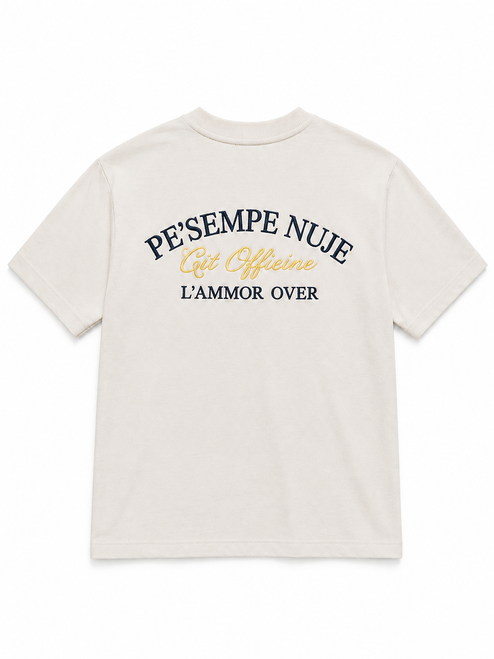 playera oversize hombre, playera premium streetwear, playera 100% algodon heavyweight, playera hueso hombre, playera bordado tridimensional, ropa urbana de lujo, heavy cotton t-shirt, playera hombros caidos, bordado de alta densidad streetwear, moda urbana premium, t-shirt oversize off-white, playera algodon 340g, Pe'Sempe Nuie t-shirt, Cit Officine streetwear