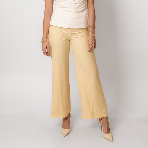 pantalon ancho mujer amarillo claro, pantalon wide leg dama amarillo claro, pantalon casual de vestir para mujer, pantalon fluido poliéster spandex, pantalon tiro alto mujer amarillo claro, pantalon palazzo amarillo claro dama, ropa formal de vestir dama, pantalon elastico para mujer, pantalon vestir mujer amarillo claro, pantalon comodo oficina mujer