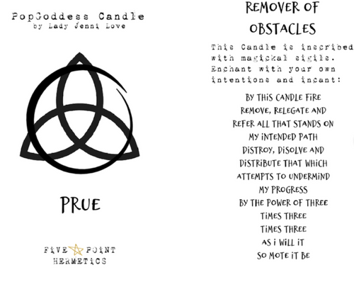 Prue - Remover of Obstacles

This candles design and magick is to remove those obstacles which stand in the way of your progress. Be that a person, place or thing. Citronella