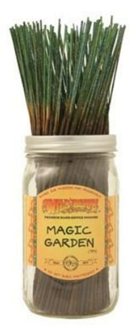 Magic Garden™ incense sticks. A luscious floral bouquet with notes of peach nectar, fresh greens, white lilac, rose petal, heliotrope and sweet balsam. Sold 10 sticks per order