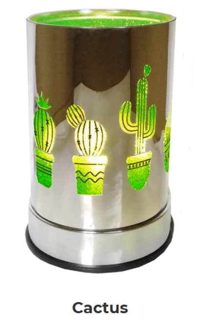 Product Description
Cactus Warmer casts a shimmery jade glow through a chic, sparkling cactus design. Super trendy!

Features:

- Replacement halogen bulb!
- Made of durable metal.
- Glass cup to safely hold your fragrance.
- Size: 4 in diameter x 6.5 in height

Scentchips® Touch Warmers feature a quick-warming bulb while adjustable settings allow you to control the amount of fragrance for your space! Eliminates flame, providing a safe heat source to melt your Scentchips® while creating a soft glow and tranquil ambiance.

Just plug in, select your desired brightness by touching the base, and enjoy your fabulous Scentchips® fragrance within minutes!