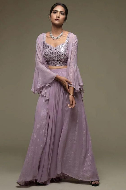 Lilac three piece Sharara Set - Size M (38)