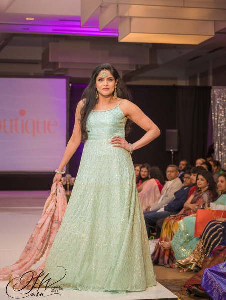 All embroidered powder blue gown