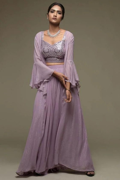 Lilac three piece Sharara Set - Size M (38)