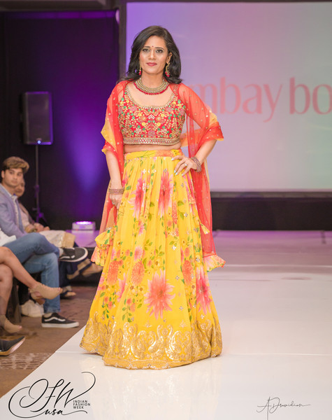 Yellow floral lehanga set 