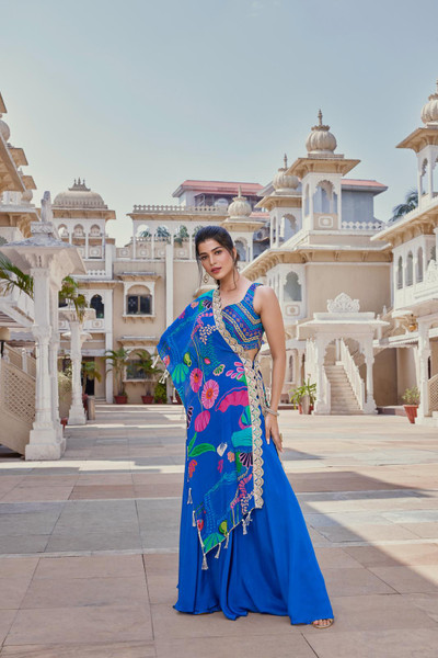 Royal Blue with floral print