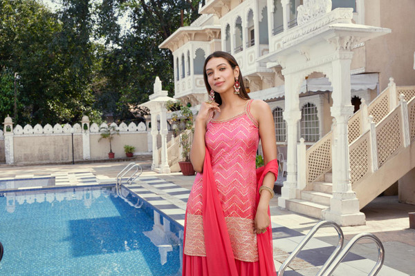 Saffron Color Party Wear