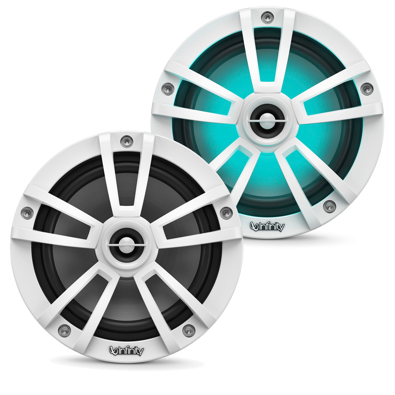 Infinity 622MLW Marine 6.5 Inch RGB LED Coaxial Speakers - White