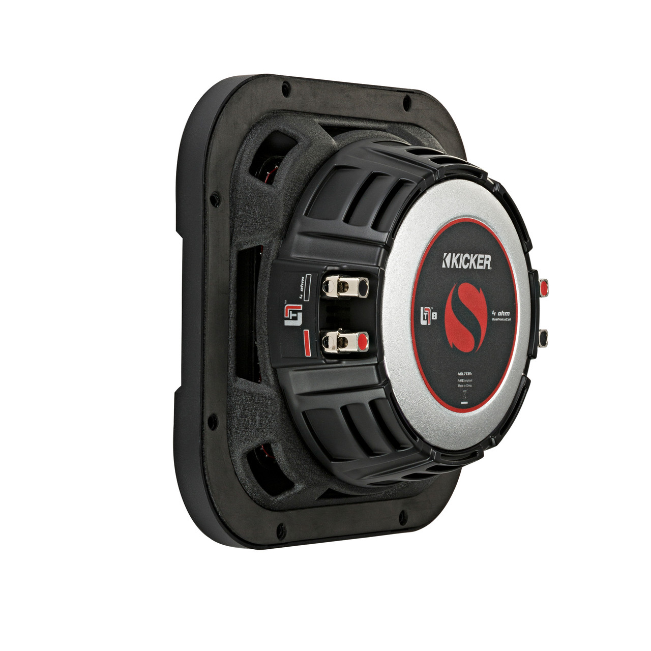 Kicker 43TCompRT84 Subwoofer-Gehäuse – 8 Zoll, 300 W RMS, Flach, Mit Passivem Radiator, Schwarz