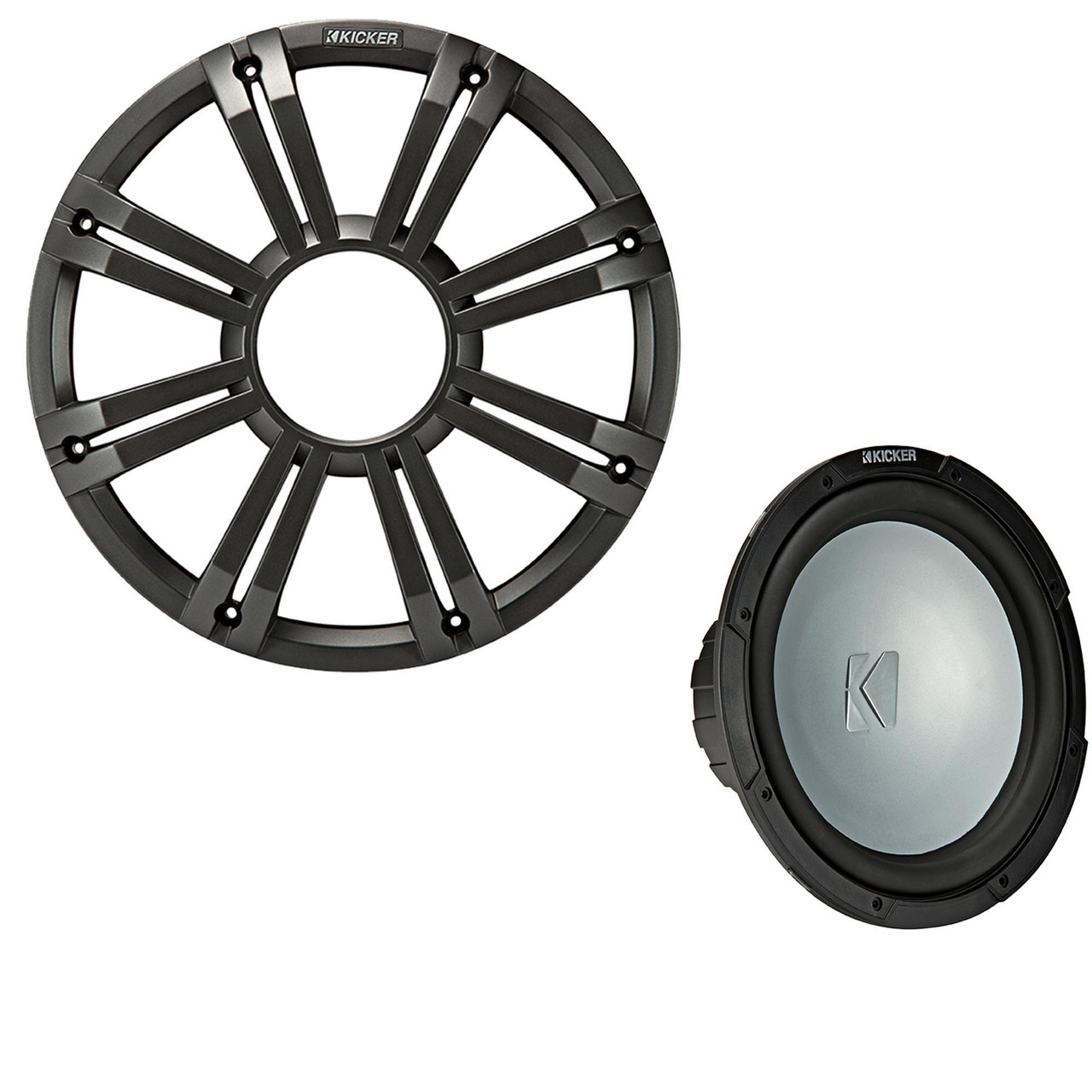 Kicker 45KMF104 10 Inch LED Marine Subwoofer in Charcoal Ohm