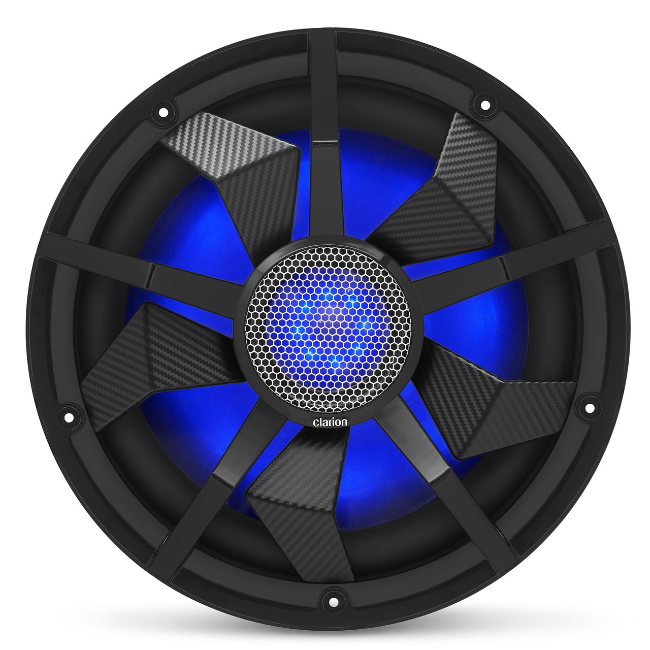 Clarion CM3013WL 12-inch Marine Subwoofer 300W RMS power handling Dual 2  ohm voice coils Built-in RGB illumination Includes Black & Silver Grilles 