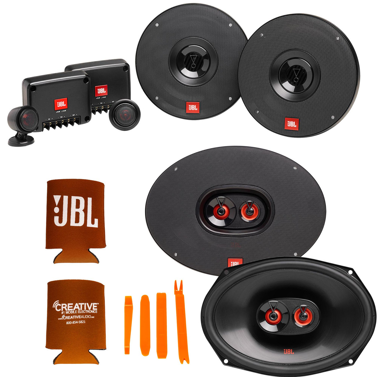 JBL 1 Pair of CLUB-602CTPAM Component Speakers Pods and 1 Pair of CLUB-9632AM 6x9" Three Way - Creative Audio