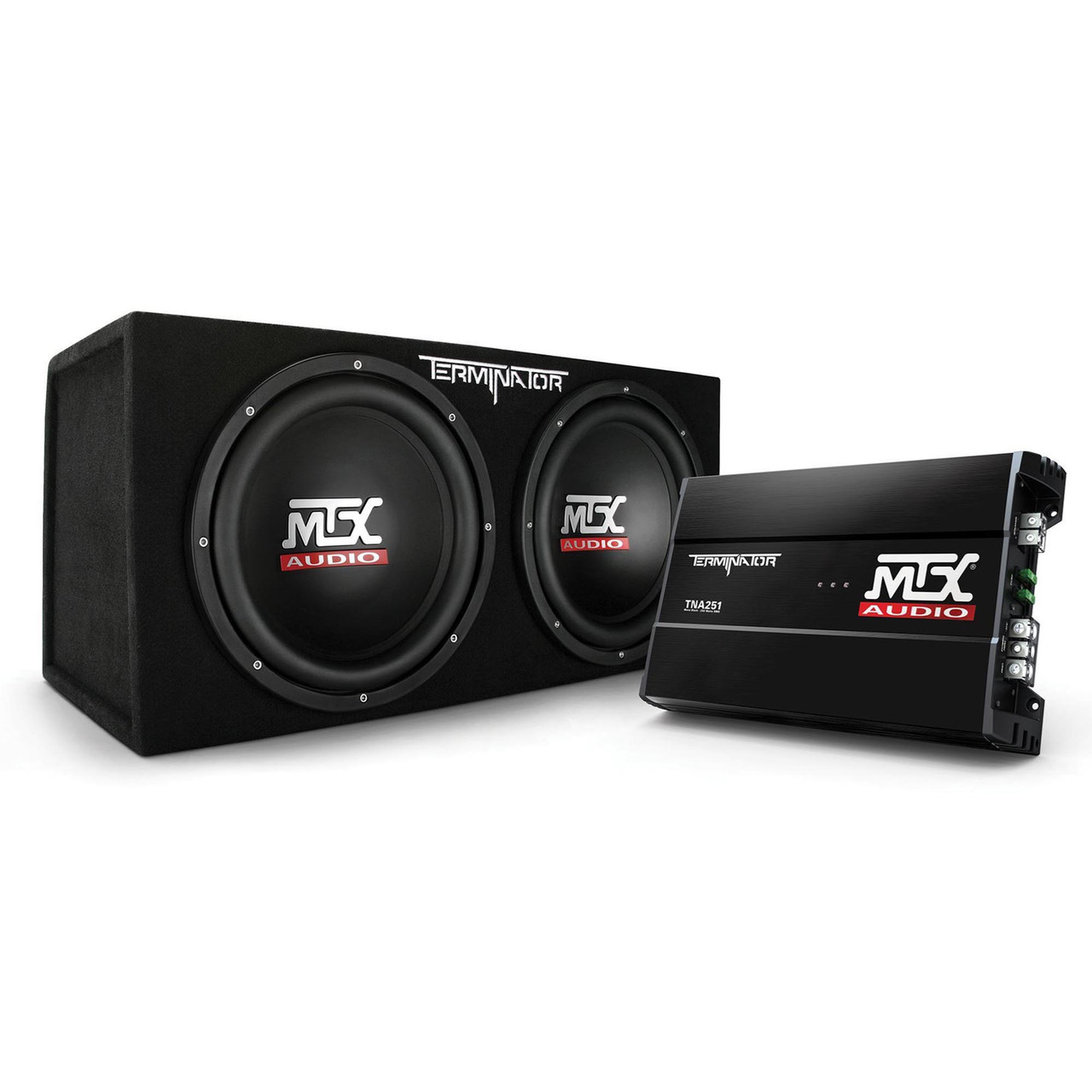 MTX Audio TNP212D2 Terminator Series Dual 12 400W RMS Sealed Enclosure and  Mono Block Amplifier