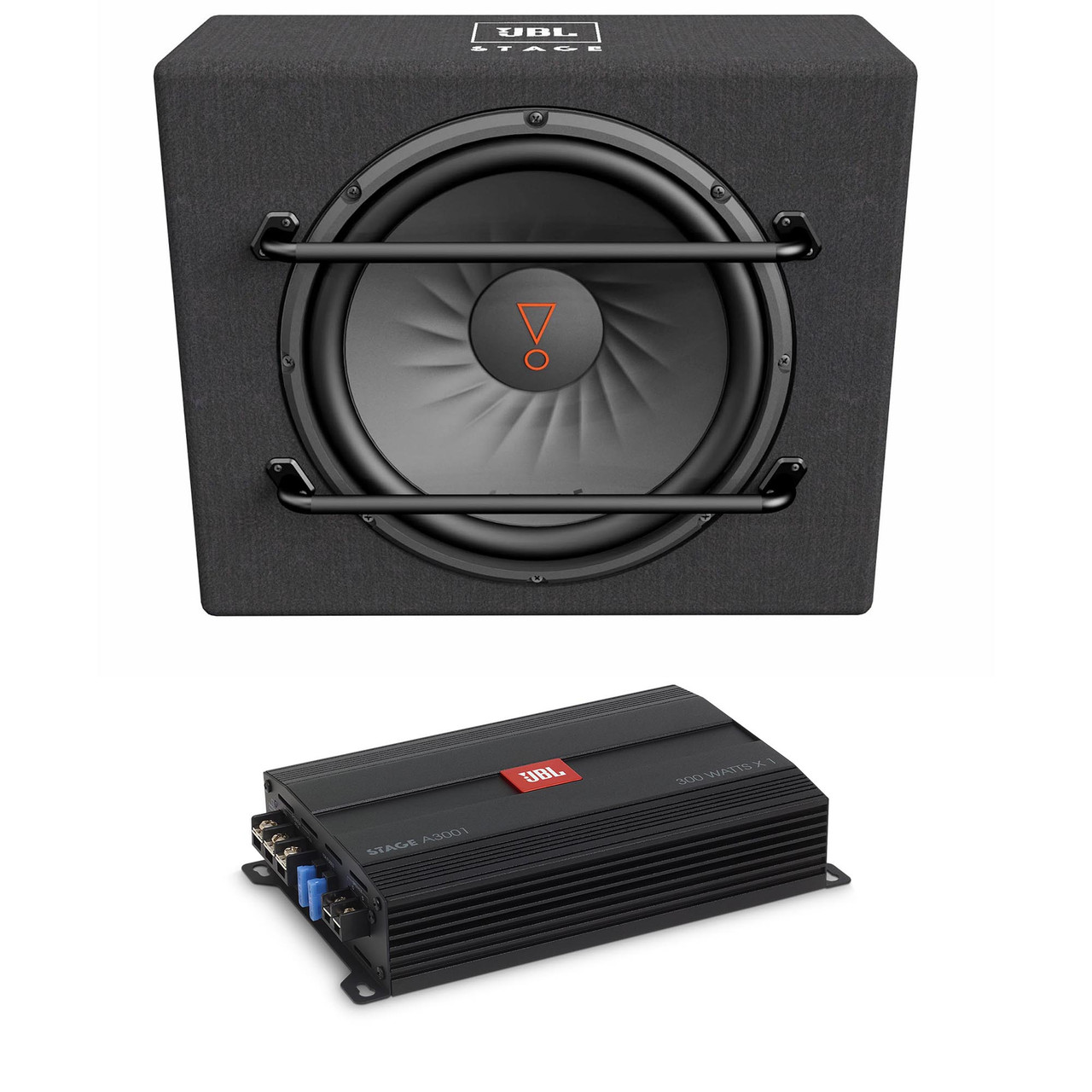 JBL STAGE1200S 1-12" Loaded Subwoofer with JBL STAGE A3001 300 Watt Mono Amplifier - Creative Audio