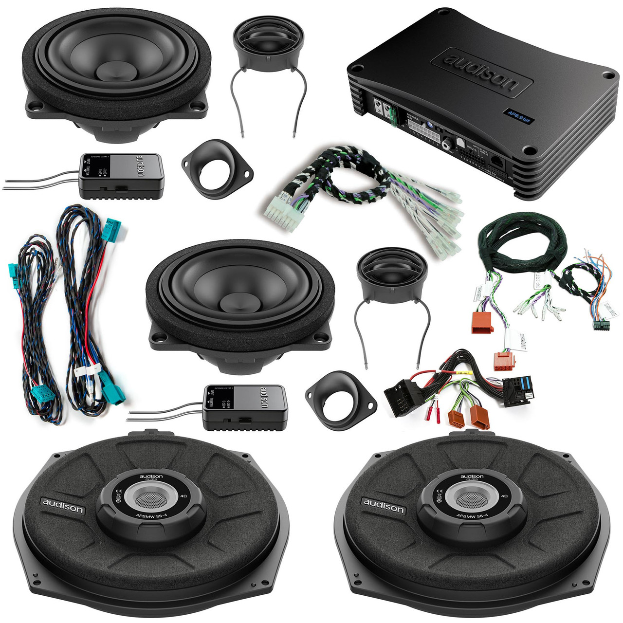 Audison Front Speakers, Amplifier, and Subwoofers Bundle Compatible With BMW 5 Series Limousine F18 Base Sound System - Creative Audio